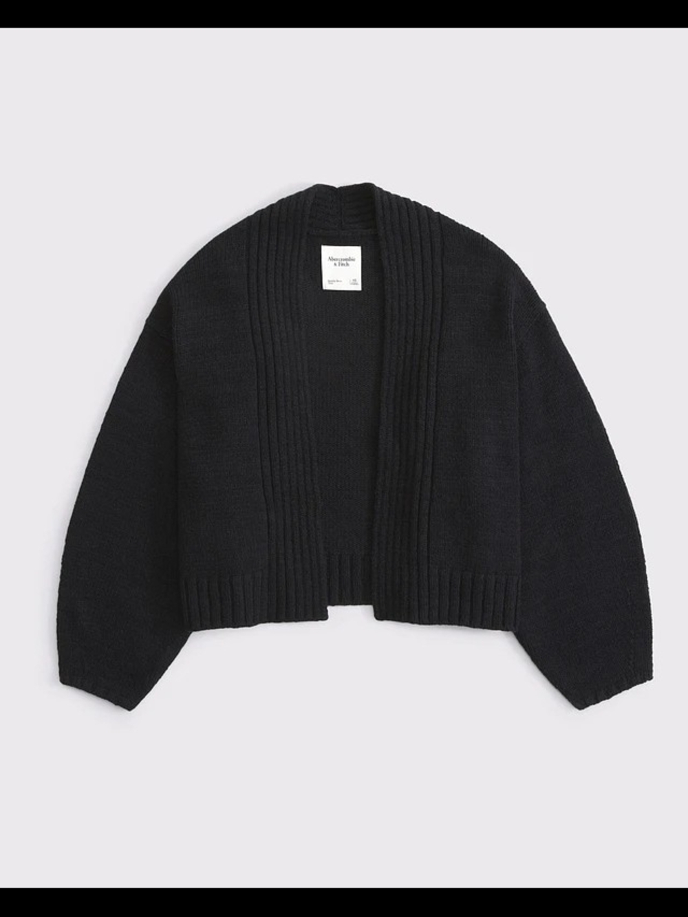 Abercrombie & Fitch Barrel Sleeve Black Open-Front Cardigan
